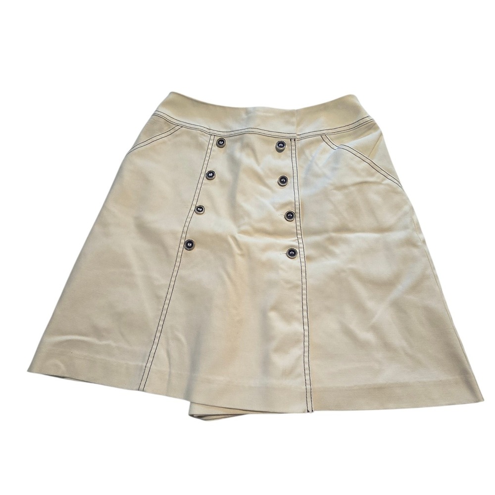 Vintage 70s 80s Double Breasted Sailor Mini Skirt Skort Women M Cream Tennis